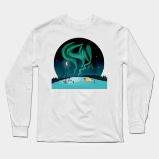 Spotting Northern lights in Finland Long Sleeve T-Shirt